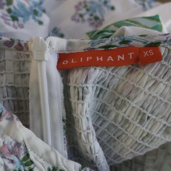 OLIPHANT Smocked Top Ballon Sleeve Provence Print Maxi Dress Size XS - Picture 8 of 13